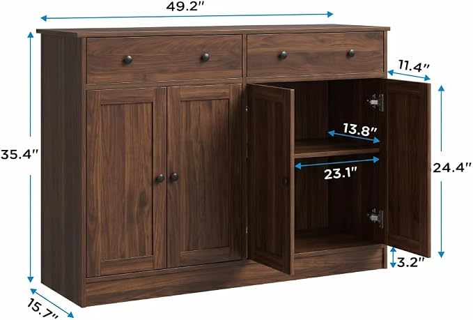 holzart 49" Brown Buffet Cabinet - Image 2