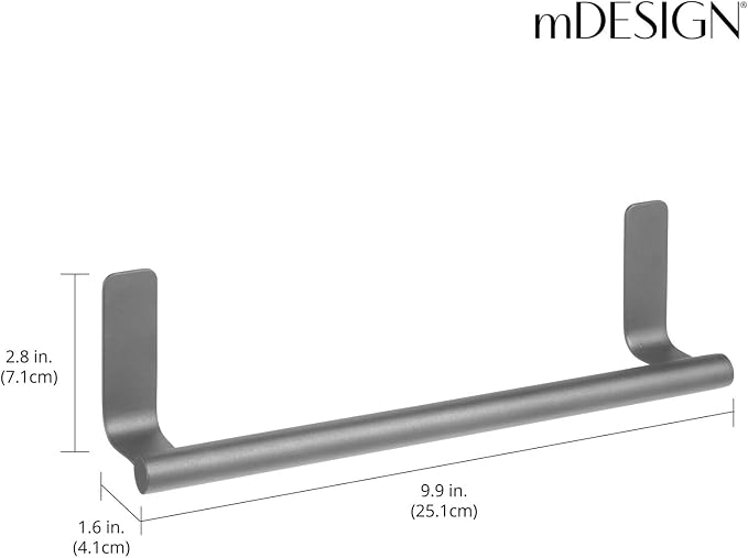 mDesign Steel Wall-Mounted Towel Rack Storage Holder - Image 4