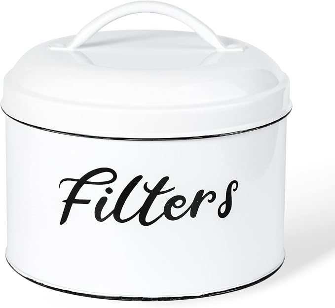 Webake Coffee Filter Holder, Farmhouse White Coffee Filter Storage Container by Webake