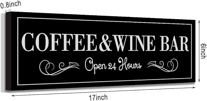WOWGOOMO Coffee and Wine Bar Signs Decor, Classic Kitchen Wine Cabinet - Image 2