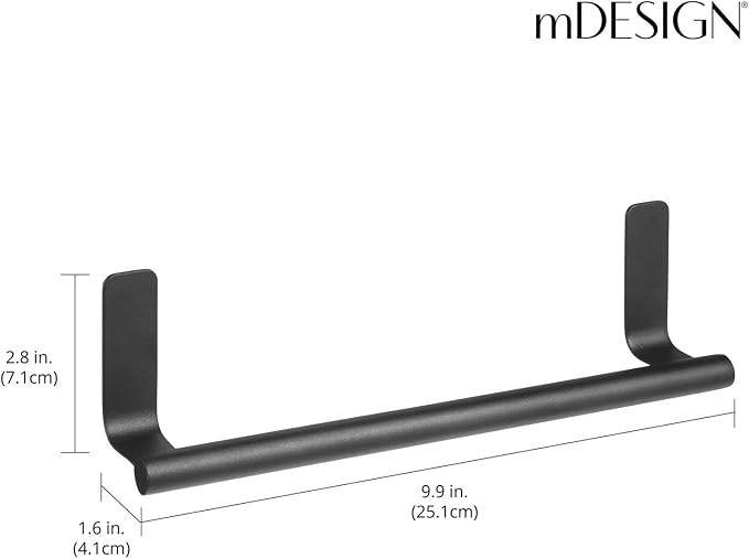 mDesign Steel Wall-Mounted Towel Rack Storage Holder - Image 4
