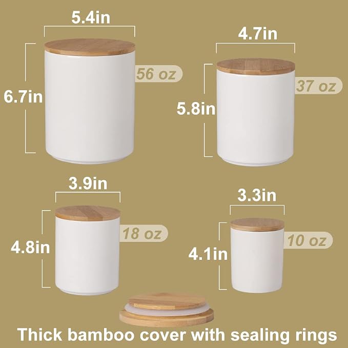 Sweejar Kitchen Canisters Ceramic Food Storage Jar Set, Stackable Containers - Image 3
