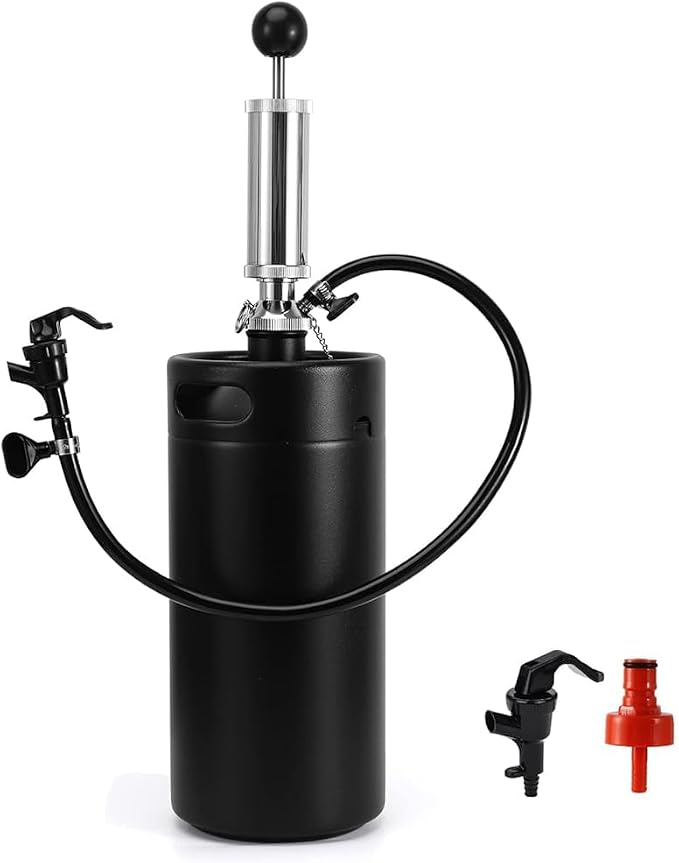 FERRODAY Stainless 128oz Mini Keg Hand Pump Beer Growler Beer Keg Draft Beer by FERRODAY