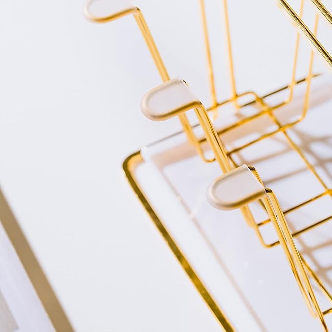 Metal Cup Drying Rack with 6 Hooks | Bottle Drying Rack with Drain Tray - Image 2
