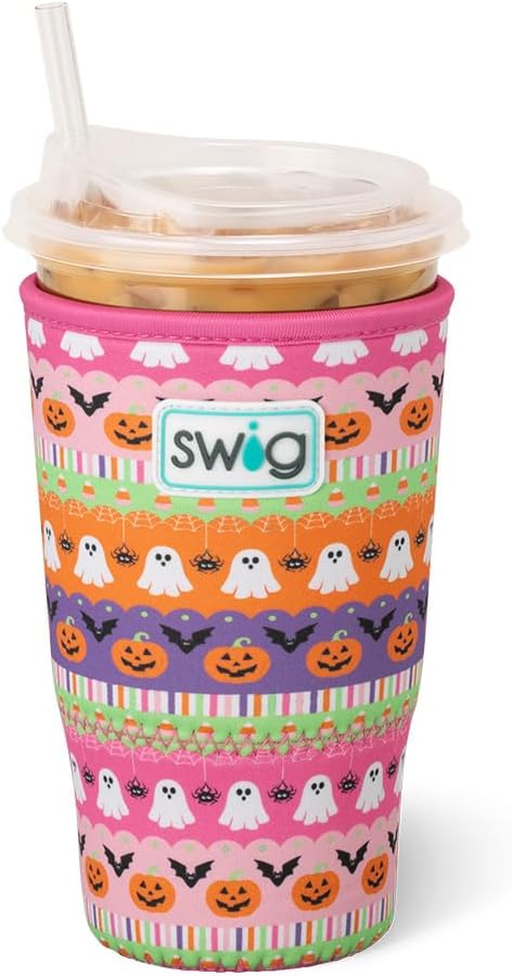 Swig Life Large Iced Cup Coolie, Halloween Standard 22oz Iced Coffee Cup by SwigLife