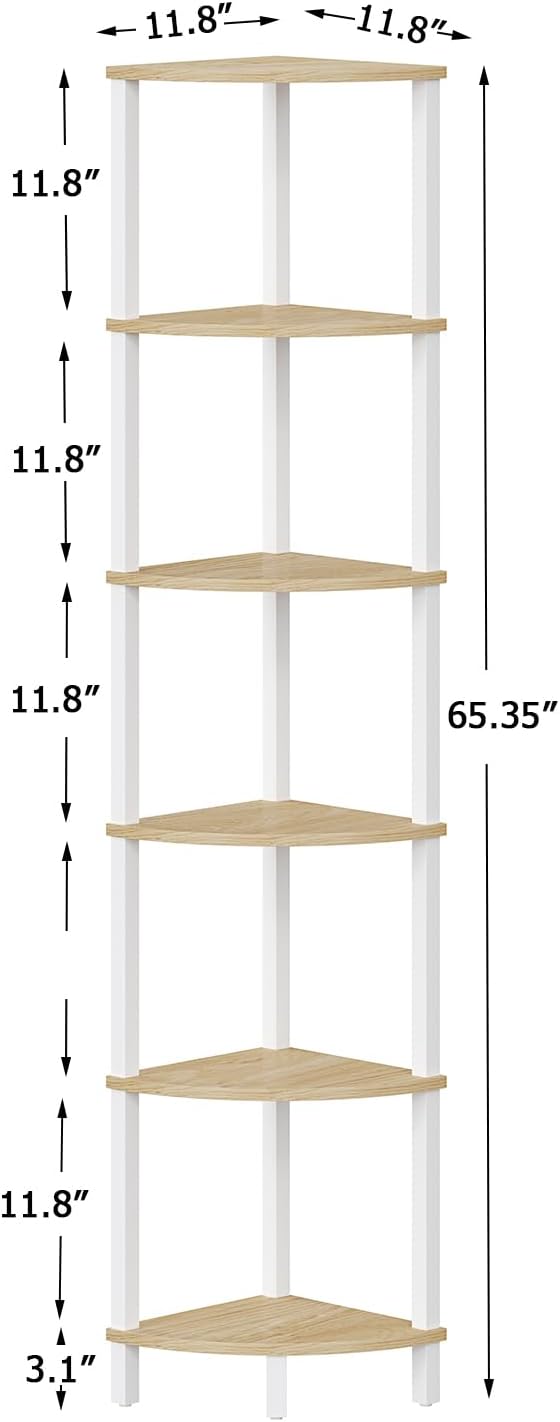 Corner Shelf, 6-Tier Corner Bookshelf, Industrial Corner Ladder Shelf, DIY - Image 3