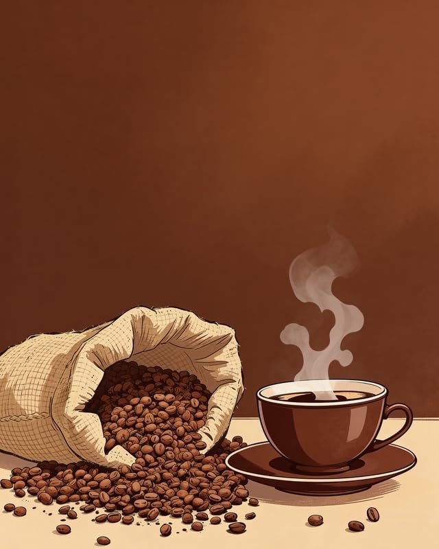 Lawrence Williams Designs Coffee Beans and Cup Poster by LawrenceWilliamsDesigns