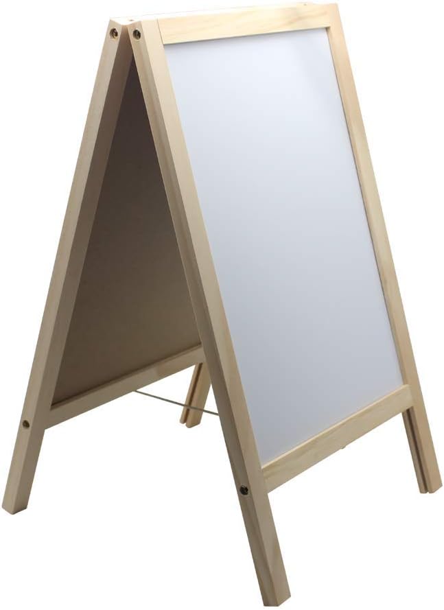 Wooden Freestanding A Frame Non Magnetic Chalkboard and Magnetic Dry Erase by BangQiao