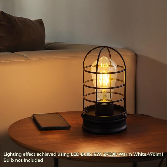 Cerdeco Small Vintage Table Lamp, Industrial Desktop Lamp - Image 2