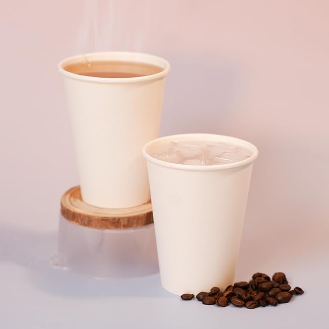 MOUMOULIFE Disposable Paper Coffee Cups 12 oz 300 Count Bulk, Leak-Proof White - Image 5