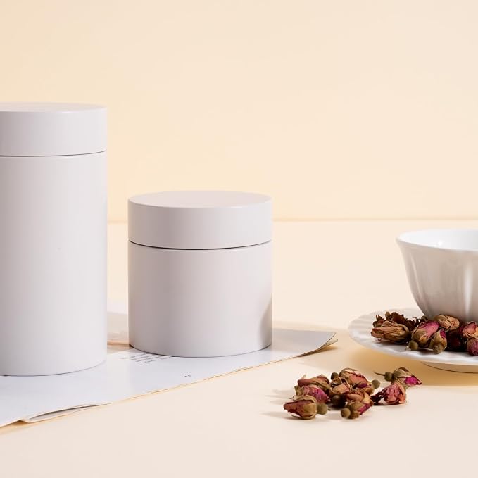 3 Packs Tea Tin Canister for Loose Tea Metal Tea Canister 9 oz 15 oz Round Tin - Image 3