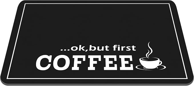 Queekay Coffee Bar Mat for Counter 24" x 16" Absorbent Dish Drying Mat for by Queekay
