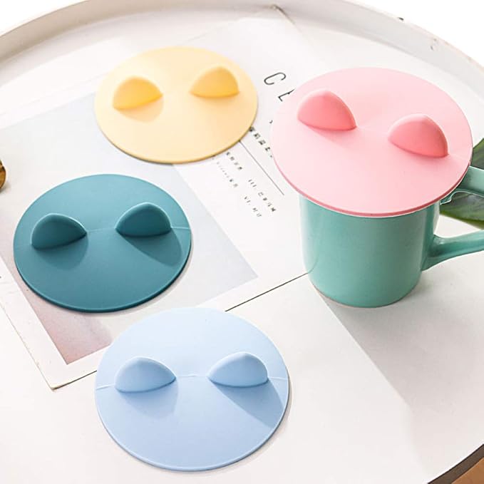 4Pack Cute Cat Ear Cup Lid Cover, JCSMARTEC Silicone Creative Anti-Dust Rubber - Image 4