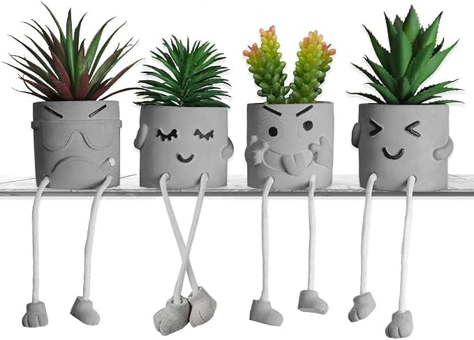 MAKHOT Artificial Succulents Potted Plant Set, Faux Succulents Office by MAKHOT