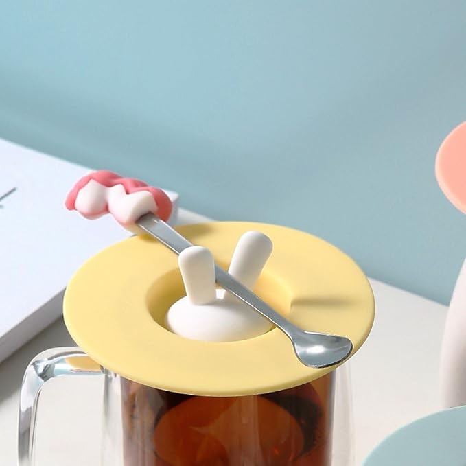 Dustproof Cup Cover Reusable Cup Lid Silicone Mug Lid 3D Bunny Ears Mug Lid - Image 7