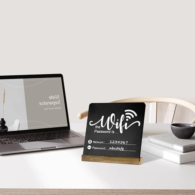 WiFi Password Sign Wooden WiFi Sign Wireless Network Sign Table Chalkboard - Image 7