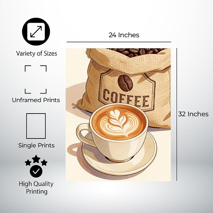 Lawrence Williams Designs Latte Coffee Beans Poster - Image 2