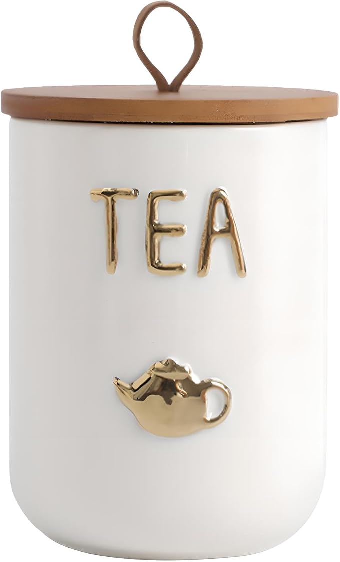 Ceramics Tea Canisters with Airtight Seal Lid, Simple Style Loose Leaf Tea by HomeKitchen