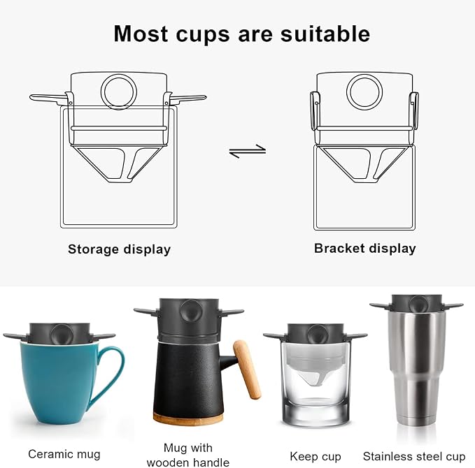 Portable Folding Coffee Filter Reusable Drip Coffee Holder Funnel Baskets - Image 2