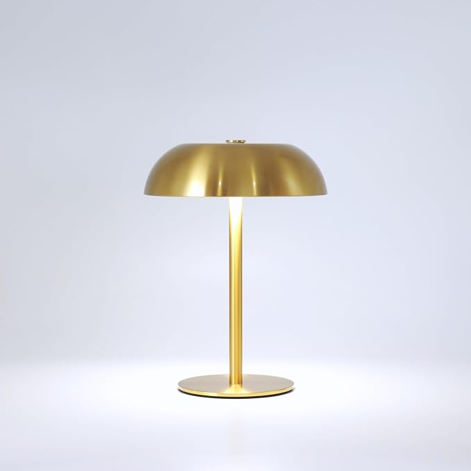 Portable LED Mushroom Table Lamp, 8.46'' Metal Small Cordless Desk Night Light by JHWDHDTableLamp