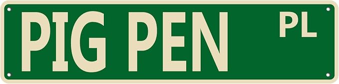 Vintage Tin Sign Pig Pen Metal Sign Retro Style 4x16 Inch Office Bedroom Bar by Unknown