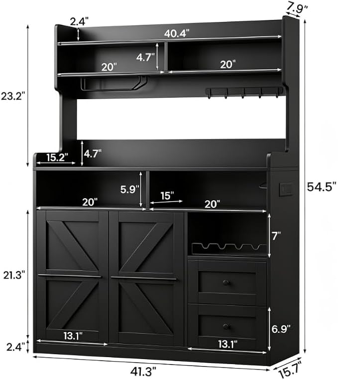 VVFLU Hutch Storage Buffet Cabinet - Image 2
