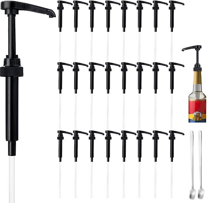 24 Packs Black Coffee Syrup Pump Dispenser, Compatible by DupakSYS