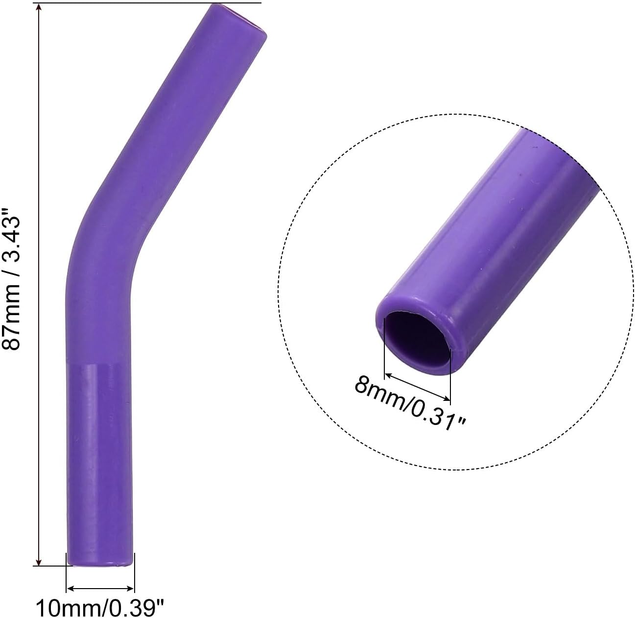 uxcell 12Pcs Silicone Straw Tips, Silicone Straw Elbows Tip, Soft Reusable Metal Straw Covers Fit for 8mm/0.31" OD Stainless Steel Straws, Purple