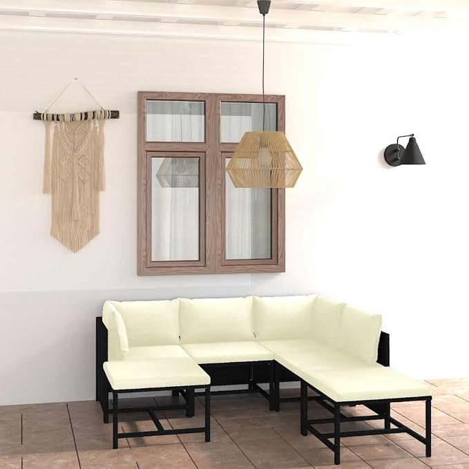 7 Piece Patio Lounge Set with Cushions, Poly Rattan Modular Sectional Sofa - Image 2