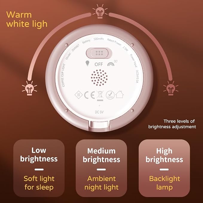 Coffee Cup Night Light, 7 Colors Dimmable Bedside Lamp, Touch Control Night Lamp - Image 4