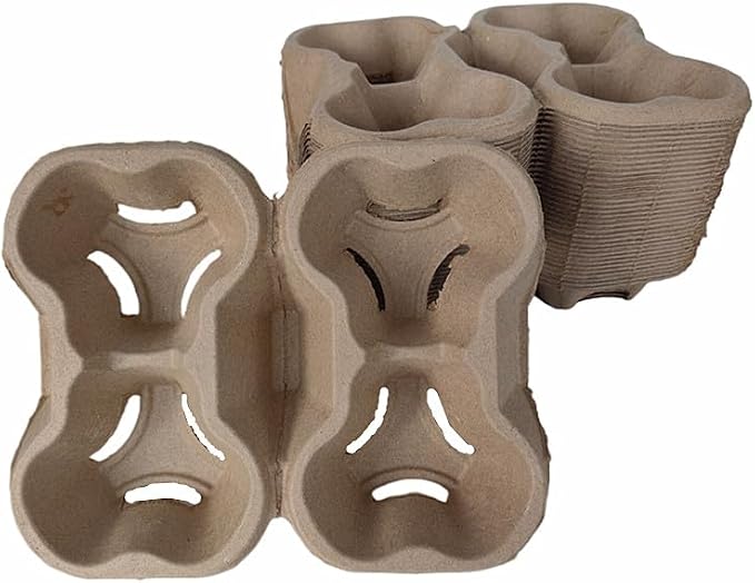36 Pack Disposable 4 Cup Drink Carrier Trays, Biodegradable Pulp Fiber Coffee - Image 4