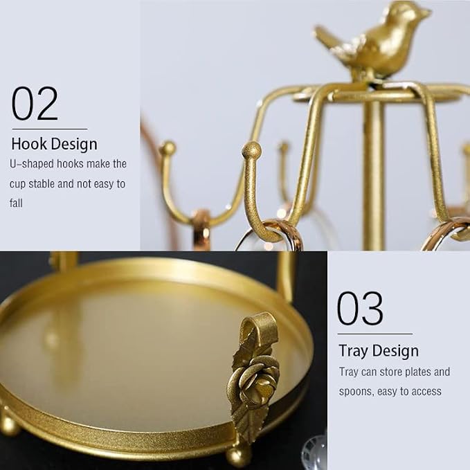 Gold Coffee Mug Tree Holder Countertop, Tea Coffee Cup Holders - Image 4