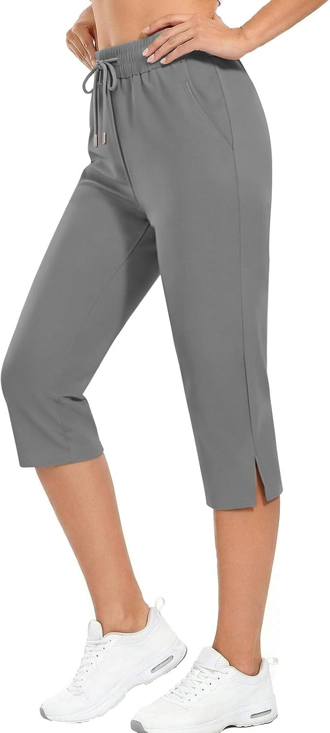 Capri Yoga Pants for Women Drawstring Elastic Waisted Trousers Summer Jogger - Image 7