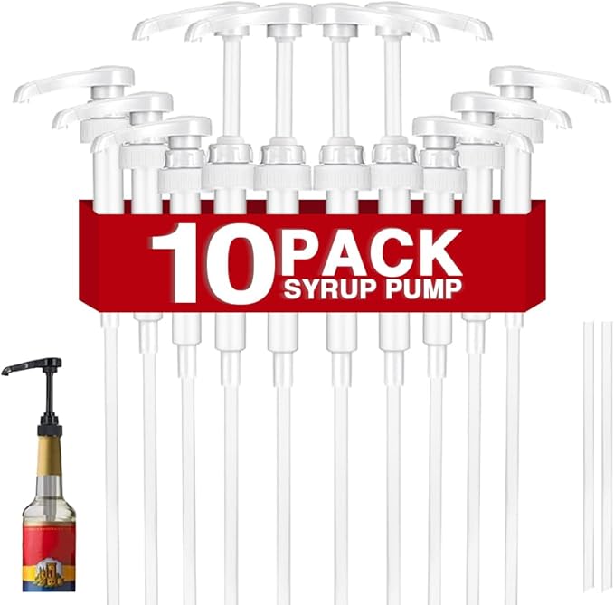 10 Pcs White Coffee Syrup Pump Dispenser, Compatible by DupakSYS