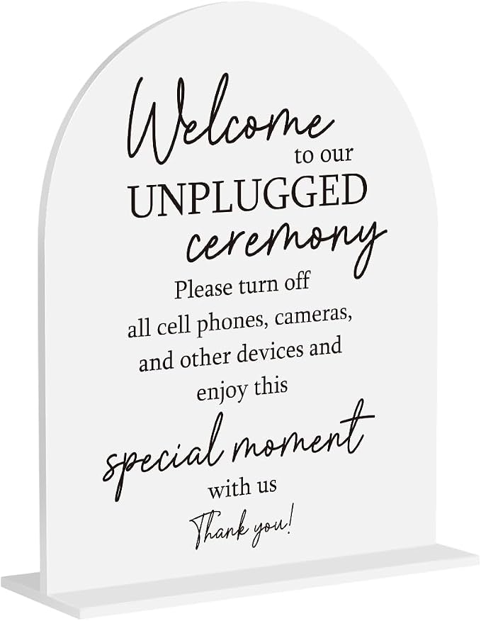 Unplugged Ceremony Sign, Wedding Welcome Sign, Engagement Bridal Shower Baby by Unknown