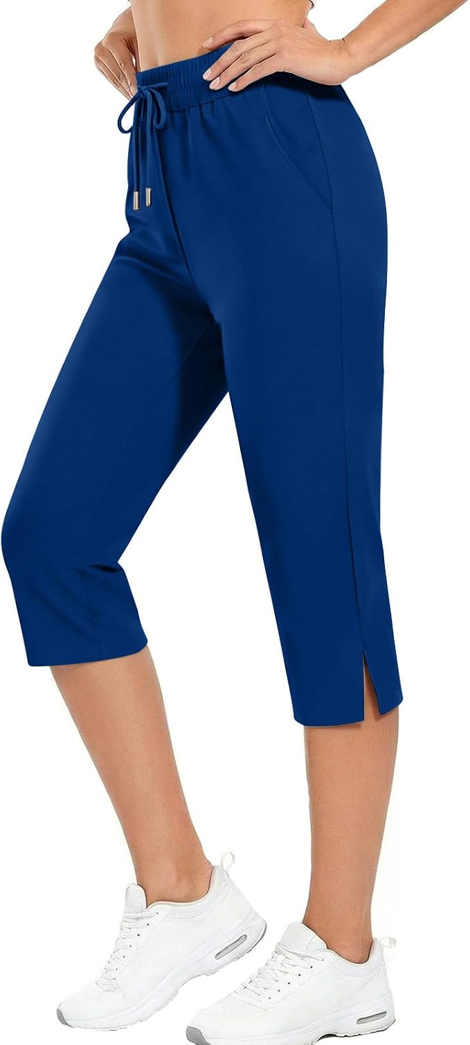Capri Yoga Pants for Women Drawstring Elastic Waisted Trousers Summer Jogger - Image 7