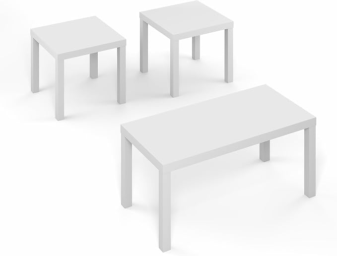 Furinno Classic Living Room Table Set of 3, Modern 1.8 Inch Thick Tabletop - Image 7