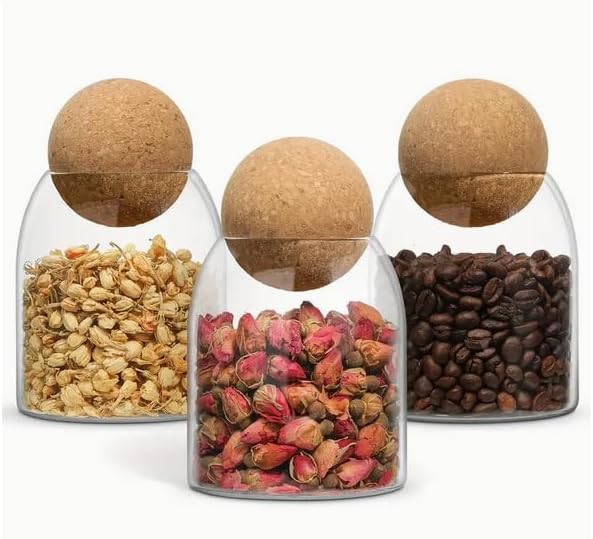3 Pcs Glass Storage Jars, 480ML/16Oz | Airtight Cork Ball Lids, Glass Containers - Image 6