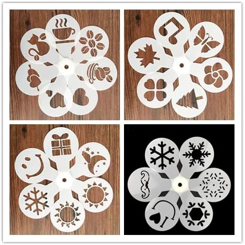 45 Coffee Stencils+2 Mesh Powder Shakers, Cake Baking Templates Coffee - Image 2