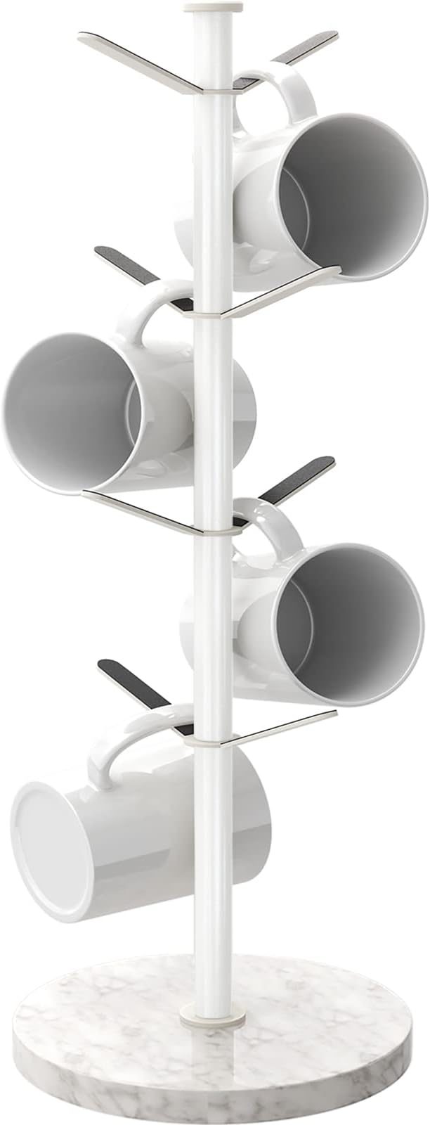 Gypie Mug Holder Tree with Marble Base, 8 Hooks White Coffee Cups Holder Stand by GypieHouseware