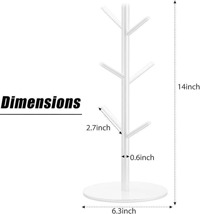 Patelai 14 Inch Acrylic Coffee Mug Tree Coffee Mug Rack Cup Holders - Image 2
