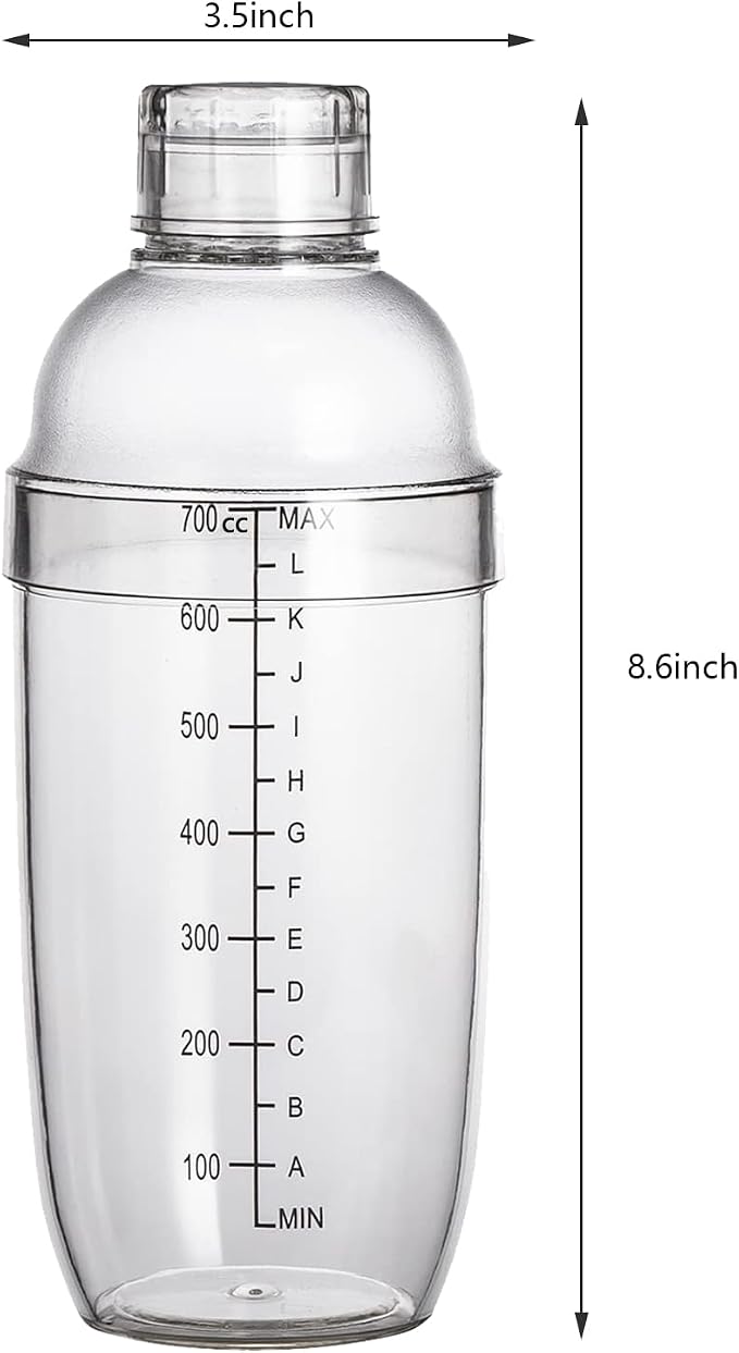 700cc / 24 oz Plastic Shaker Cocktail Drink Mixer Boba Tea Shaker, Professional - Image 2