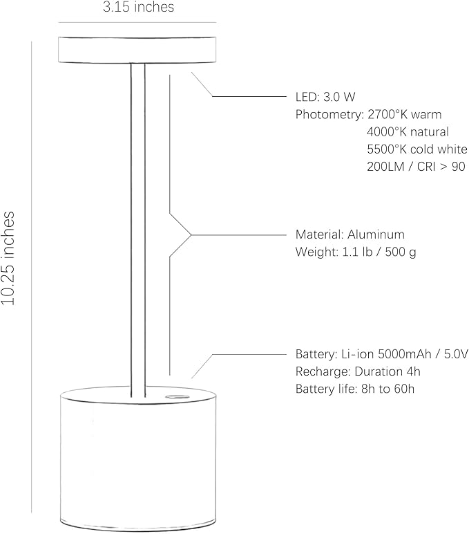 2 Pack Cordless Rechargeable Table Lamp, 3 Color Temperature & Dimmable - Image 5