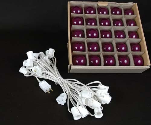 G50 Patio String Lights with 25 Purple Globe Bulbs – Wedding Outdoor String - Image 5