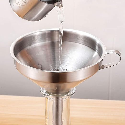 Stainless Steel Funnel with Fine Mesh Strainer, 5-Inch Metal Hopper with Handle - Image 8