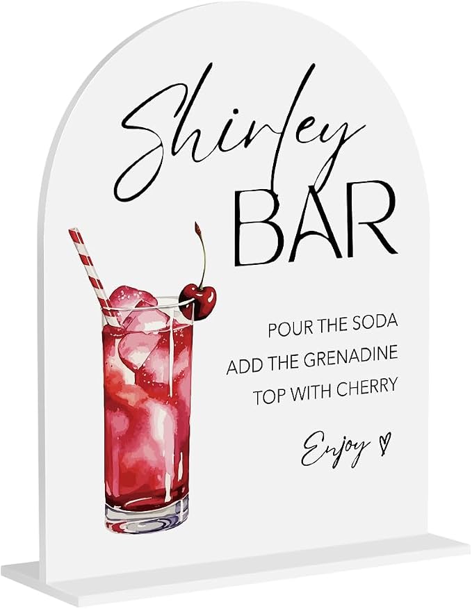 Shirley Temple Bar Sign Shirley Temple Cherry Mocktail Drink Station by Unknown