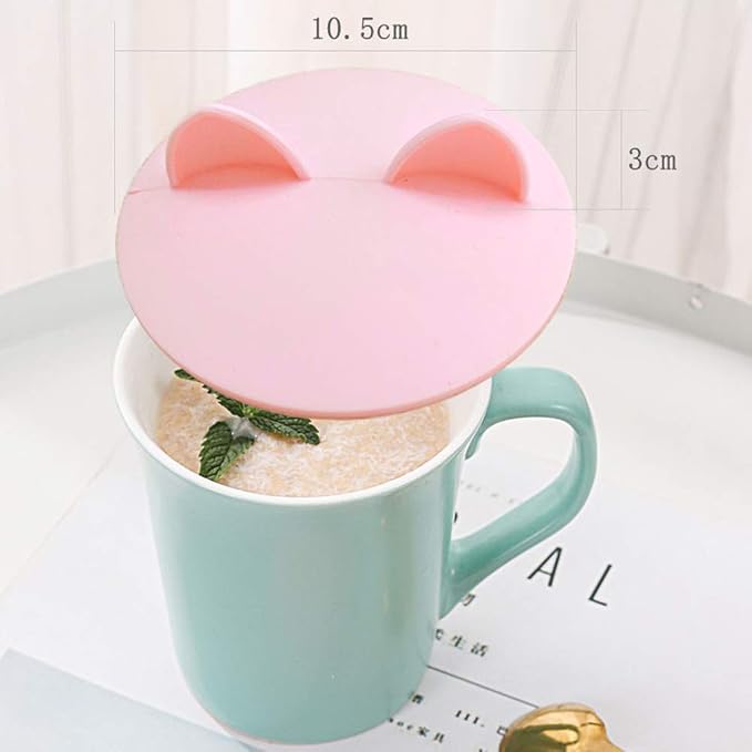 4Pack Cute Cat Ear Cup Lid Cover, JCSMARTEC Silicone Creative Anti-Dust Rubber - Image 5