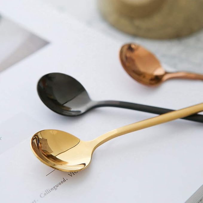 8 Pcs Coffee Spoons Teaspoons 5.3-Inch Matte Frosted Handle Stainless Steel - Image 4