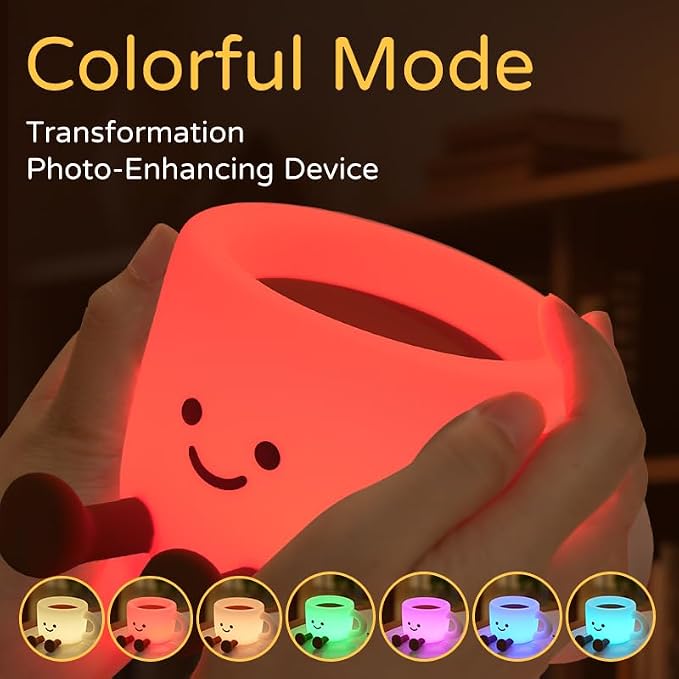 Coffee Cup Night Light, 7 Colors Dimmable Bedside Lamp, Touch Control Night Lamp - Image 8