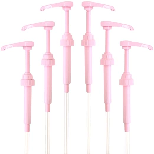 Pink Coffee Syrup Pump for 750 ml Bottles Fits Jordans Skinny, Upouria and by GoodTimesCoffeeCo